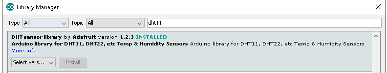 dht11 library manager